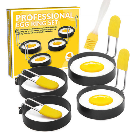 4 Pcs Omelette Rings Nonstick 430 Stainless Steel with Silicone Sleeve