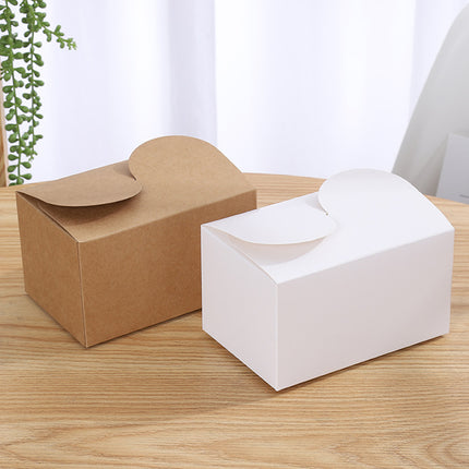 50PCS Foldable Gift Paper Boxes 15x10x8.5cm Khaki White for Party Wedding Use