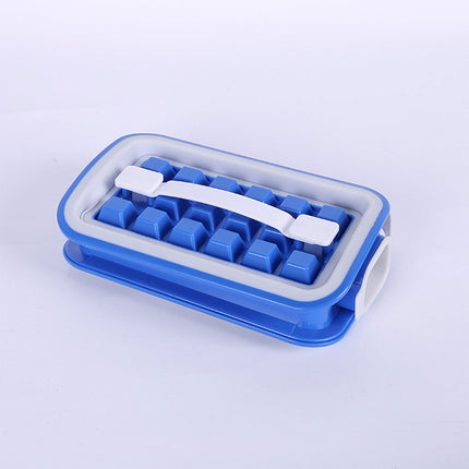 Silicone Ice Cube Tray Box Folding Square Ice Lattice Mold Container For Freezer
