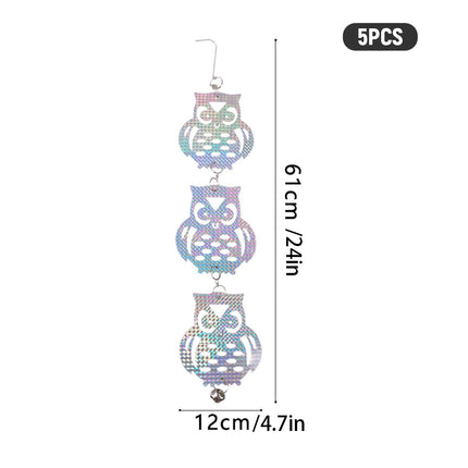 5Pcs Hanging Reflective Bird Scare Disc With Bell For Garden Farm Pest Control