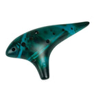 Ocarina Instrument 12 Hole Alto Model Blue Ceramic Flute with Chart for Beginner