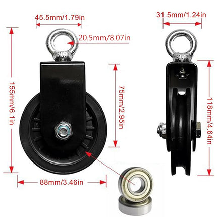 2PCS Aluminum Pulley Sliding Cable Bracket Wheel Gym Fitness Equipment Accessory