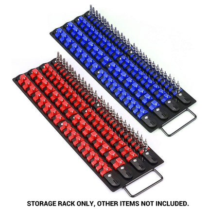 Socket Rack 4 Row 1/4 3/8 1/2 Drive Rail Wall Mounted Tool Holder