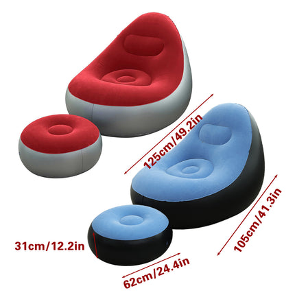 Inflatable Folding Lazy Sofa Chair PVC Air Recliner With Pump Backrest Seat Bed