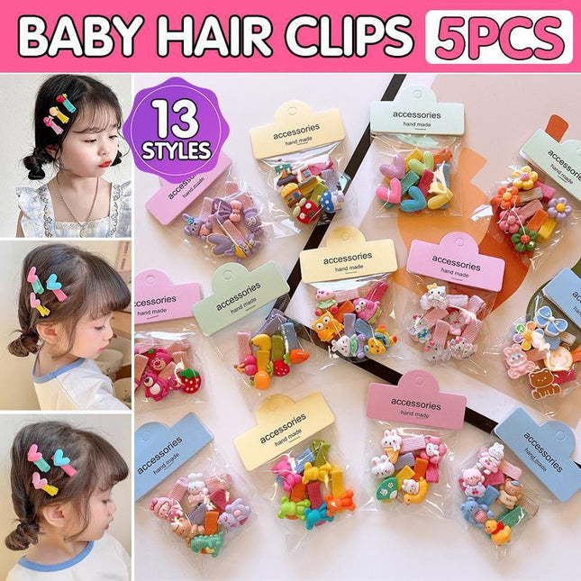 5Pcs Cute Cartoon Animal Hairpin Set for Girls - Mini Hair Clips Party Gift