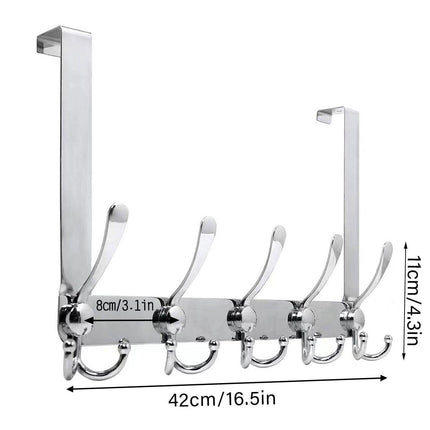 5 Hooks Behind Door Silver Door Hook Coat Hook Clothes Hook Storage Organizer