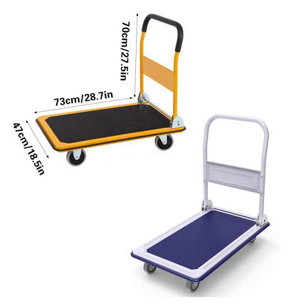 Foldable Platform Trolley Cart Steel Frame Swivel Wheels Warehouse Home Moving
