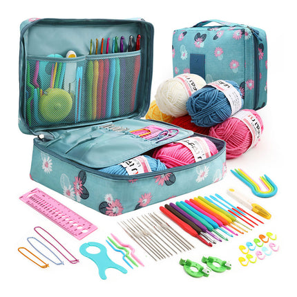 Beginner Crochet Yarn Set with Storage Case for DIY Scarf Hat Making Supplies
