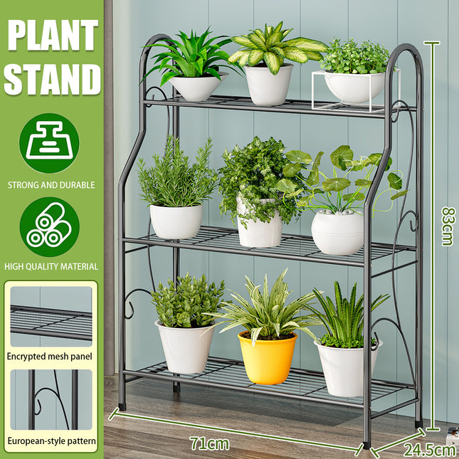 Metal Plant Stand 3 Tier Shelf Indoor Outdoor Flower Pot Display Rack 83cm
