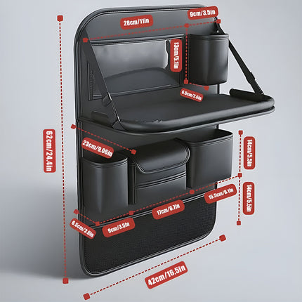 Backrest Storage Organizer Bag with Foldable Table for Vehicle Travel and Daily Use