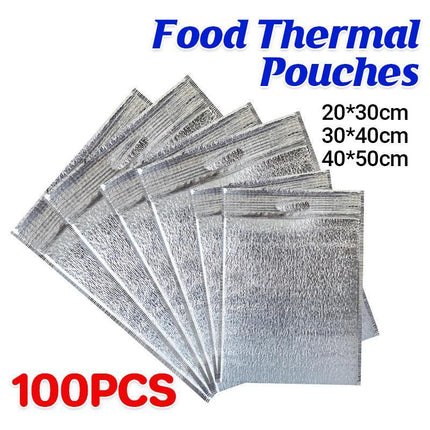 100Pcs Aluminum Foil Insulated Food Storage Bags for Thermal Cooling - Aimall