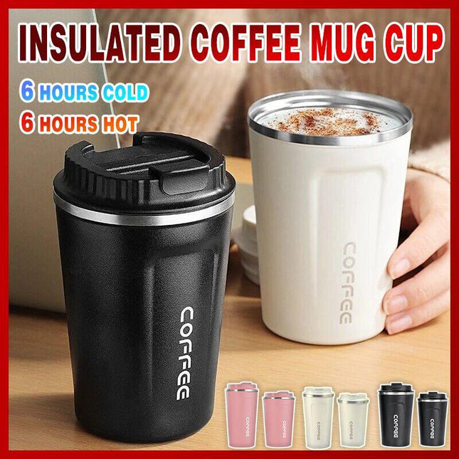 Insulated Coffee Mug Vacuum Travel Cup Thermal Stainless Steel Flask Reusable 510ML - Aimall