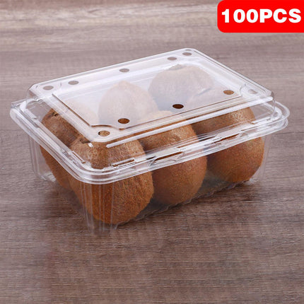 100pcs Transparent Plastic Fruit Box with Tape Cover Storage Packaging for Fruit