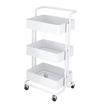 3Tier Trolley Shelf Organiser with Wheels Removable Storage Cart for Home Office