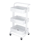 3Tier Trolley Shelf Organiser with Wheels Removable Storage Cart for Home Office