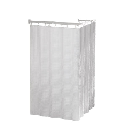 Shower Curtain Set Foldable Rod No Drill Wet Dry Separation White Curtain Set