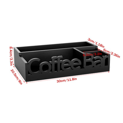 Wooden 4-Compartment Coffee Capsule Storage Box for Kitchen Cafe Desktop Storage