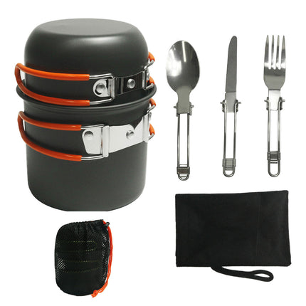 Outdoor Cookware Set for Hiking Picnic Backpacking Portable Pot Tableware Kit