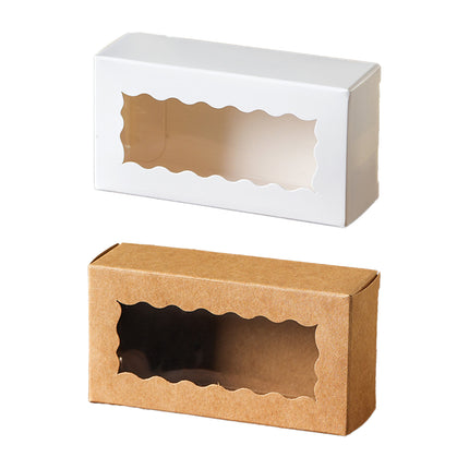 50PCS Kraft Paper Gift Box with Clear Window 10.5x3.5x5.5cm Khaki/White Sturdy
