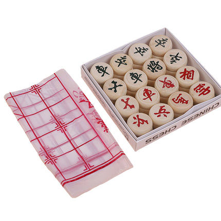 Chinese Birch Wood Chess Set with Laser-Engraved Pieces and Board