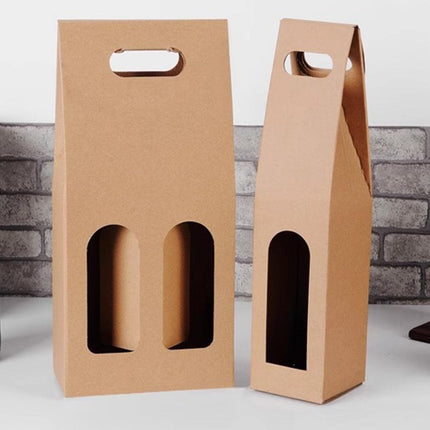 30pcs Kraft Paper Wine Box for Gift Packaging Portable Wine Bottle Storage Box