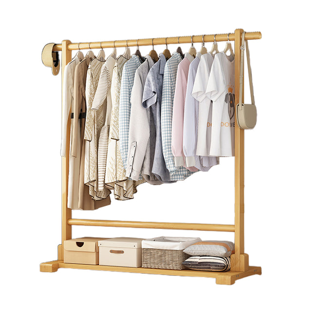 Home Bamboo Floor-Standing Simple Clothes Storage Rack High Load-Bearing Stable