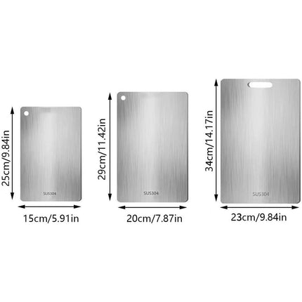 3pcs Stainless Steel Cutting Board Set Kitchen Home Food Prep Durable Non Slip