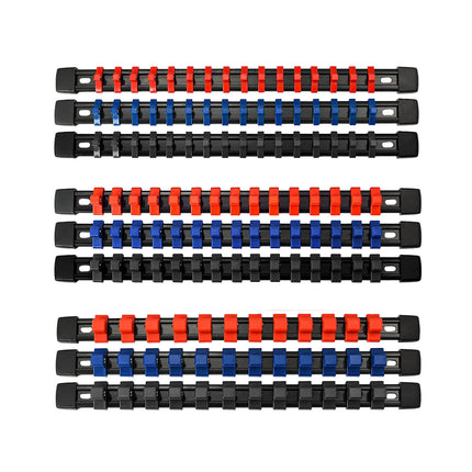 9PCS Socket Holder Rail Organizer 1/4 3/8 1/2 Inch for Garage Workshop Tool Use