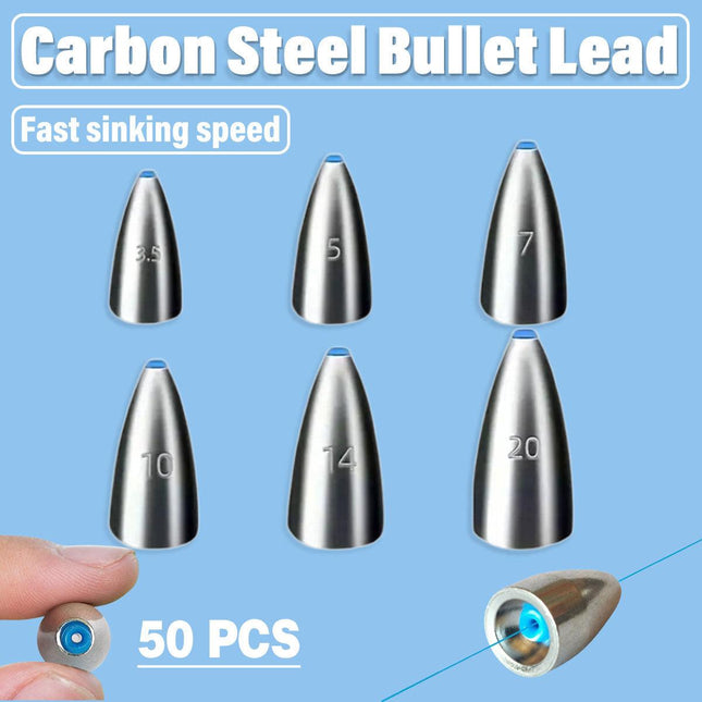 Carbon Steel Fishing Bullet Weight Plastic Core Soft Sinkers Tackle Accessories