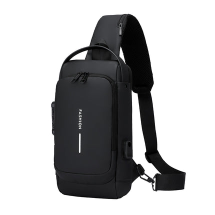 Multi-functional Combination Lock Chest Bag with USB Charging Port