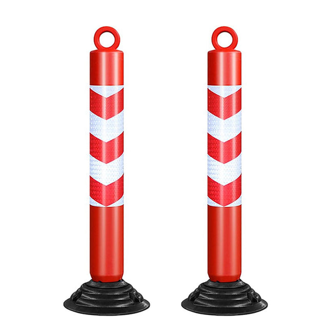 Reflective Warning Post 2PCS 80cm Detachable Rubber Base Red White Safety