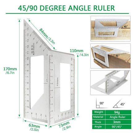 Right Angle Ruler Multifunctional Carpentry Tool Scribing Ruler Combination Tool
