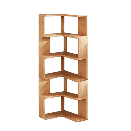 Solid Wood Corner Bookshelf for Home Floor Storage Shelf Sturdy Space Saving