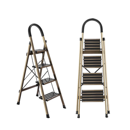 4 Step Home Folding Ladder Anti-Slip 150KG Load Capacity Space Saving Sturdy