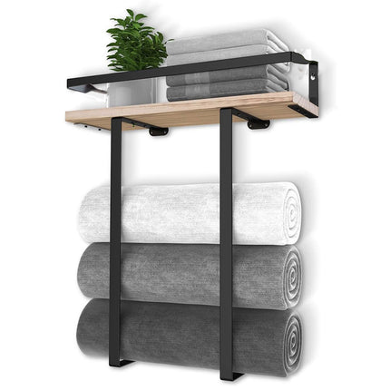 Wall Mounted Bathroom Towel Rack Storage Shelf Multifunctional Holder For Towels