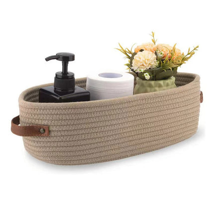 Oval Storage Basket with Handles Shelf Organiser Bin Laundry Toy Container