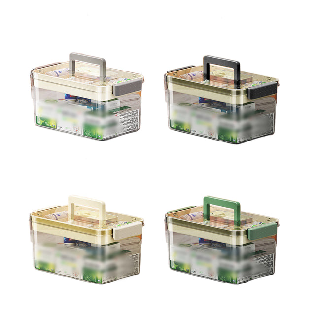 Large Capacity Medicine Storage Box First Aid Organiser Multi Layers Transparent