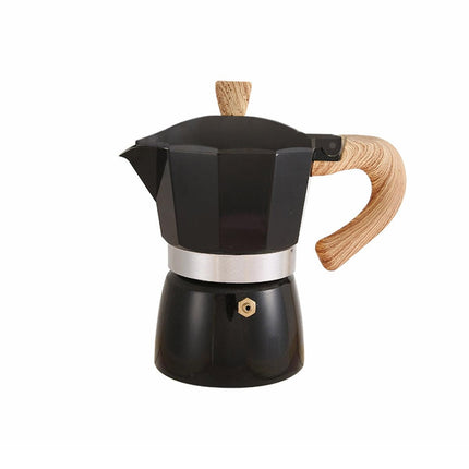 Portable Coffee Maker Wood Grain Handle Outdoor Manual Espresso Machine Camping