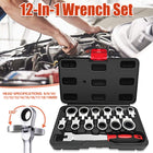 12 In 1 Head Changeable Ratchet Box Wrench Set Home Garage Mechanical Tools Kit