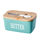 Ceramic Butter Box Basic Model Wooden Lid With Knife Refrigerator Cheese Box