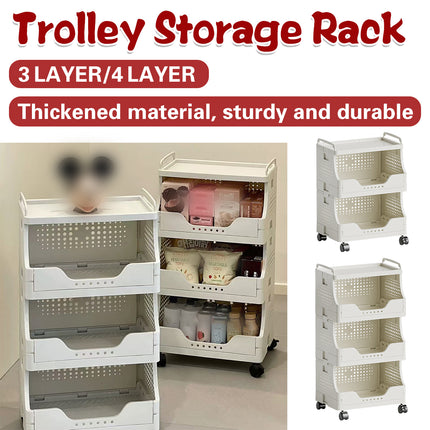 Movable Rolling Cart Storage Shelf With Wheels For Home Kitchen Bathroom Durable