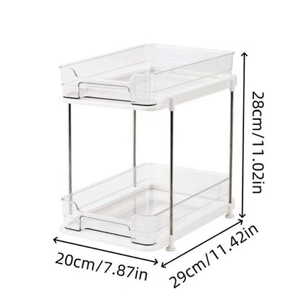 White Double Shelf Cosmetics Storage Box Large Capacity Desktop Organizer Stand