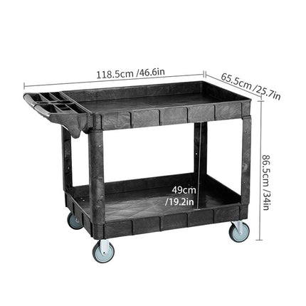 2 Tier MultiFunctional  Rolling Tool Cart for Garage Workshop Storage Organizer