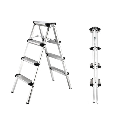 Aluminium Folding Step Ladder Double Sided 4 or 6 Step Portable 150kg