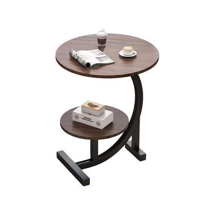 Round Side Table Small End Table Nightstand with Shelf for Living Room Bedroom