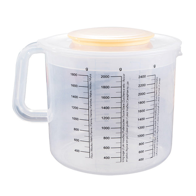 2.5L Plastic Baking Measuring Cup Splash Proof Graduated Mixing Bowl With Lid