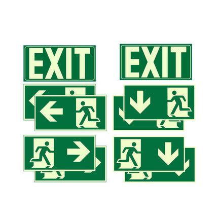 Glow in the Dark Exit Sign Stickers 10 Pack 30x15cm
