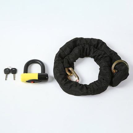 Motorcycle Bicycle Chain Lock with U-Lock Hardened Steel Anti-Theft Keyed Set