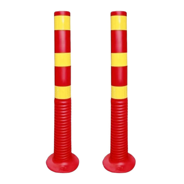 2PCS Road Warning Post Flexible Traffic Bollard Reflective Parking Driveway