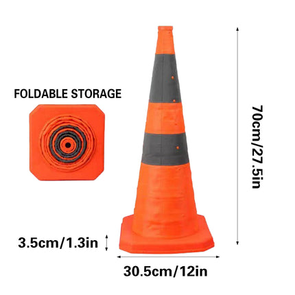 Retractable Warning Cone 70cm Reflective Hazard Cone For Barrier Caution Zone Use